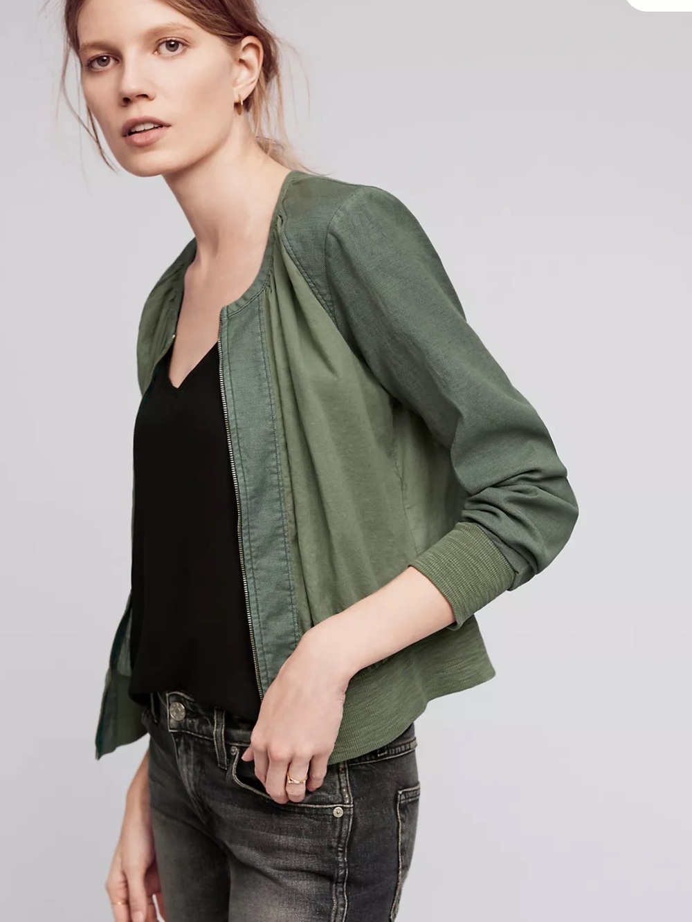 Lightweight Olive Bomber Jacket - Women's